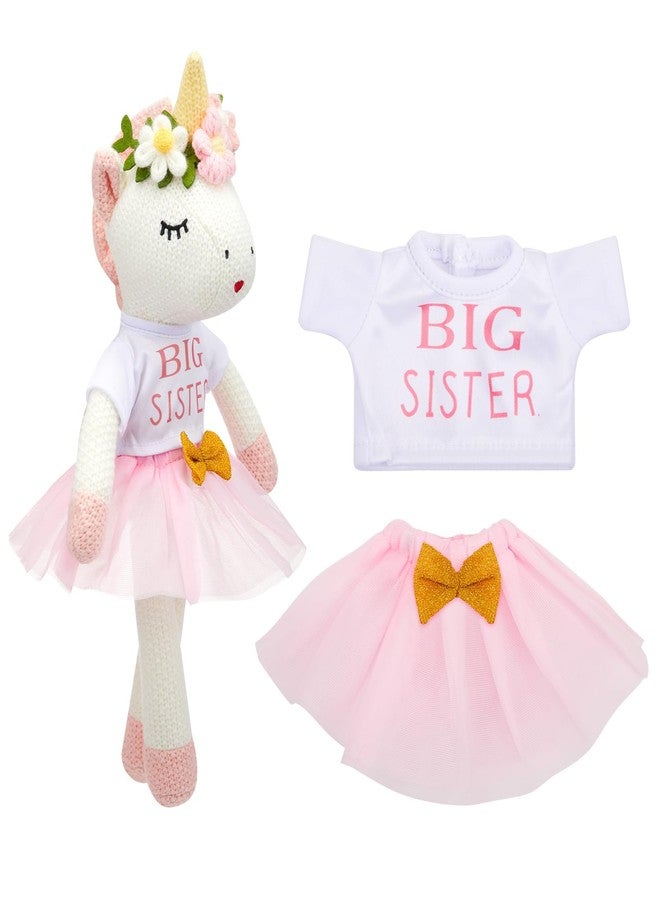 Blueweenly Big Sister Gift for Girls 11.8 Inches Unicorn Stuffed Animal Plush Doll with Pink Tutu Skirt and White Message Big Sister Shirt, Gifts for Girls Toddler - Image 1